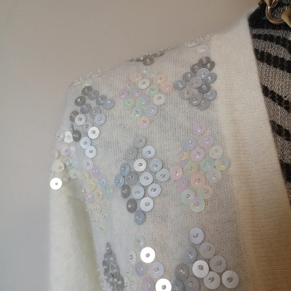 Vintage Lambswool and Angora Sequin Cardigan - Picture 4 of 6